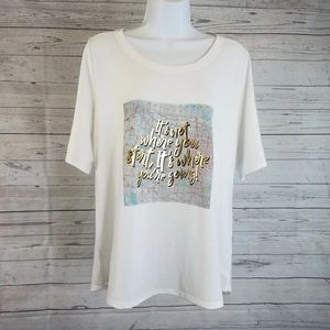 LuLaRoe Womens Shirt Sz Small White Gold Short Sleeve
